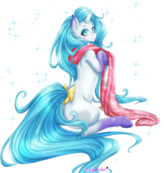 Size: 1024x1078 | Tagged: safe, artist:bunnywhiskerz, oc, oc only, oc:phrostbite, pony, unicorn, clothes, female, mare, scarf, solo