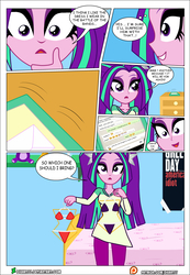 Size: 2560x3704 | Tagged: safe, artist:dieart77, aria blaze, comic:sirens love, equestria girls, g4, american idiot, bedroom, bikini, clothes, comic, computer, female, green day, high res, laptop computer, poster, solo, swimsuit, teddy bear