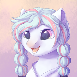 Size: 1024x1024 | Tagged: safe, artist:peachmayflower, oc, oc only, earth pony, pony, braid, bust, female, heart eyes, mare, open mouth, portrait, solo, wingding eyes