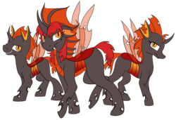 Size: 4424x3033 | Tagged: safe, artist:cutepencilcase, oc, oc only, changeling, changeling oc, commission, fangs, high res, orange changeling, simple background, smiling, transparent background