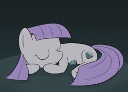 Size: 1780x1280 | Tagged: safe, artist:phat_guy, derpibooru exclusive, boulder (g4), maud pie, earth pony, pony, g4, curled up, cute, cutie mark, eyes closed, female, gradient background, mare, maudabetes, missing accessory, sleeping, smiling, solo, undressed