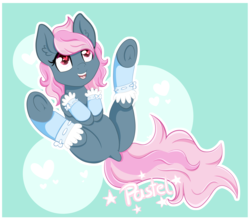 Size: 2500x2196 | Tagged: safe, artist:pastel-pony-princess, oc, oc only, oc:juicy dream, pony, cute, dock, featureless crotch, heart eyes, high res, on back, simple background, solo, wingding eyes