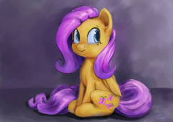 Size: 3507x2480 | Tagged: safe, artist:aemuhn, fluttershy, pegasus, pony, g4, female, folded wings, high res, looking sideways, mare, sitting, solo, three quarter view, wings