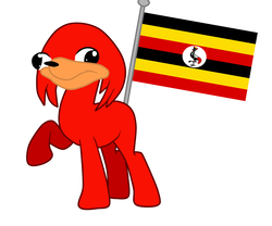 Size: 1200x1000 | Tagged: safe, artist:smelllikechocolate, pony, flag, knuckles the echidna, male, meme, missing cutie mark, ponified, rule 85, solo, sonic the hedgehog, sonic the hedgehog (series), ugandan knuckles, wat