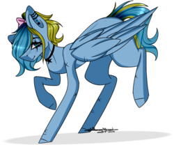 Size: 671x559 | Tagged: safe, artist:ohflaming-rainbow, oc, oc only, oc:finna, pegasus, pony, bow, female, hair bow, mare, simple background, solo, transparent background