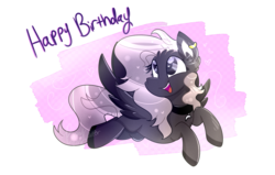 Size: 1698x1080 | Tagged: safe, artist:lynchristina, pegasus, pony, flying, happy birthday, simple background, solo, transparent background