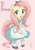 Size: 1000x1412 | Tagged: safe, artist:yanamosuda, fluttershy, pegasus, pony, g4, alice in wonderland, bipedal, blushing, bow, clothes, crossover, cute, dress, female, looking at you, mare, shoes, shyabetes, simple background, socks, solo