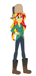 Size: 2430x5038 | Tagged: safe, artist:renthegodofhumor, sunset shimmer, equestria girls, g4, clothes, clothes swap, crossover, disney, female, gravity falls, male, pants, simple background, smiling, solo, transparent background, wendy corduroy