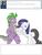 Size: 600x800 | Tagged: safe, artist:dekomaru, rarity, spike, pony, tumblr:ask twixie, g4, ask, bipedal, diamondstuck, female, hug, lesbian, male, older, partial color, ship:sparity, shipping, straight, tumblr