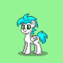 Size: 240x240 | Tagged: safe, oc, oc only, oc:azure horizon, pegasus, pony, pony town, blue mane, blue tail, folded wings, gears, green eyes, hidden cutie mark, male, pixel art, sprite, young