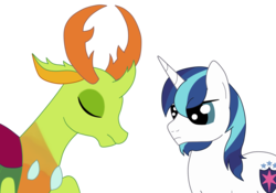 Size: 6000x4200 | Tagged: safe, artist:kannayui, shining armor, thorax, changedling, changeling, pony, g4, absurd resolution, implied flurry heart, king thorax, simple background, story included, transparent background