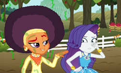 Size: 2500x1500 | Tagged: safe, artist:php11, edit, editor:ktd1993, rarity, saffron masala, equestria girls, g4, afro, equestria girls-ified, female, lesbian, raffron, shipping, smelly