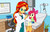 Size: 1523x964 | Tagged: safe, artist:dakari-king-mykan, artist:twilite-sparkleplz, edit, apple bloom, sunset shimmer, equestria girls, g4, bad edit, boots, check-up, doctor, duo, glasses, shoes, stethoscope, style clash