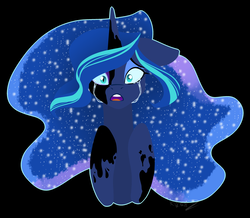 Size: 2933x2563 | Tagged: safe, artist:ri20, nightmare moon, princess luna, alicorn, pony, g4, crying, ethereal mane, galaxy mane, high res, horn, wings