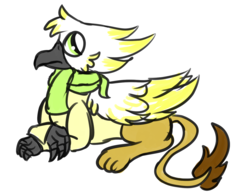 Size: 1411x1089 | Tagged: safe, artist:euspuche, oc, oc only, oc:marina too, griffon, female, looking back, lying down