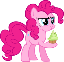 Size: 4667x4512 | Tagged: safe, artist:ironm17, pinkie pie, earth pony, pony, g4, the mysterious mare do well, absurd resolution, cupcake, eating, female, food, simple background, solo, transparent background, vector