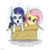 Size: 4000x4000 | Tagged: safe, artist:maneingreen, fluttershy, rarity, pegasus, pony, unicorn, g4, blushing, box, cheek fluff, ear fluff, female, fluffy, flutterbox, lesbian, looking at you, pony in a box, ship:flarity, shipping