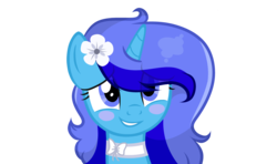 Size: 4983x2951 | Tagged: artist needed, safe, oc, oc only, oc:spacelight, pony, unicorn, blush sticker, blushing, choker, female, flower, flower in hair, mare, simple background, solo, transparent background, vector