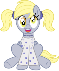 Size: 1000x1204 | Tagged: safe, artist:cloudy glow, derpy hooves, pony, g4, alternate hairstyle, clothes, cute, derpabetes, female, pigtails, simple background, sitting, solo, sweater, transparent background, twintails