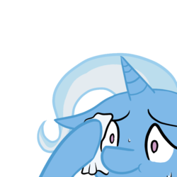 Size: 700x700 | Tagged: safe, edit, trixie, pony, unicorn, g4, :t, female, floppy ears, mare, meme, popped a molly, reaction image, simple background, solo, sweat, sweating towel guy, transparent background, wide eyes