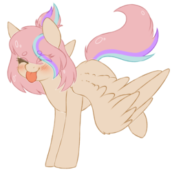 Size: 3000x3000 | Tagged: safe, artist:adostume, oc, oc only, oc:sweet skies, pegasus, pony, commission, eyes closed, female, high res, mare, simple background, solo, tongue out, transparent background