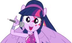 Size: 4989x3000 | Tagged: safe, artist:cloudy glow, twilight sparkle, alicorn, equestria girls, g4, my little pony equestria girls: rainbow rocks, perfect day for fun, cute, female, looking at you, microphone, ponied up, simple background, singing, solo, tattoo, transparent background, twiabetes, twilight sparkle (alicorn), vector, wings