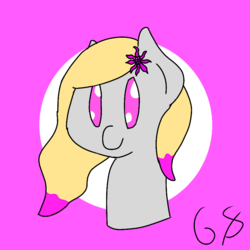 Size: 768x768 | Tagged: safe, artist:gamer-shy, oc, oc only, oc:amethyst starflower, bust, chibi, portrait, profile picture, simple background