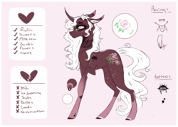 Size: 2861x2054 | Tagged: safe, artist:holoriot, oc, oc only, oc:shiver rose, pony, unicorn, curved horn, female, high res, horn, mare, reference sheet, solo