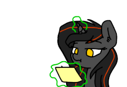 Size: 450x310 | Tagged: safe, artist:acersiii, oc, oc only, oc:luminous siren, pony, ..., animated, frame by frame, magic, note, simple background, solo, squigglevision, telekinesis, white background