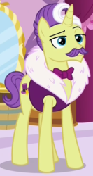 Size: 458x864 | Tagged: safe, screencap, dandy grandeur, pony, fluttershy leans in, g4, carousel boutique, clothes, cropped, cutie mark, male, raised eyebrow, solo, stallion