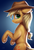 Size: 826x1207 | Tagged: safe, artist:deltauraart, applejack, earth pony, pony, g4, bipedal, cowboy hat, female, freckles, frog (hoof), hat, hoofbutt, looking back, mare, solo, stetson, underhoof