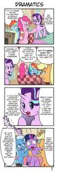 Size: 328x960 | Tagged: safe, artist:wakyaot34, applejack, pinkie pie, rainbow dash, starlight glimmer, trixie, twilight sparkle, alicorn, earth pony, pegasus, pony, unicorn, g4, comic, couch, food, japanese reading order, popcorn, television, translation, twilight sparkle (alicorn)