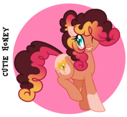 Size: 900x829 | Tagged: safe, artist:spiritualpresence, oc, oc only, oc:cutie honey, earth pony, pony, female, mare, offspring, one eye closed, parent:cheese sandwich, parent:pinkie pie, parents:cheesepie, simple background, solo, transparent background, wink