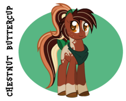 Size: 900x724 | Tagged: safe, artist:spiritualpresence, oc, oc only, oc:chestnut buttercup, earth pony, pony, bow, female, mare, neckerchief, offspring, parent:applejack, parent:trouble shoes, parents:troublejack, ponytail, simple background, solo, tail bow, transparent background
