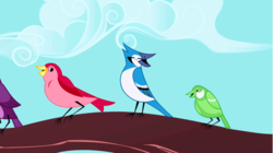 Size: 1282x720 | Tagged: safe, screencap, bird, blue jay, songbird, friendship is magic, g4, animal, open beak