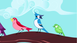 Size: 1282x720 | Tagged: safe, screencap, bird, blue jay, songbird, friendship is magic, g4, my little pony: friendship is magic, animal, open beak