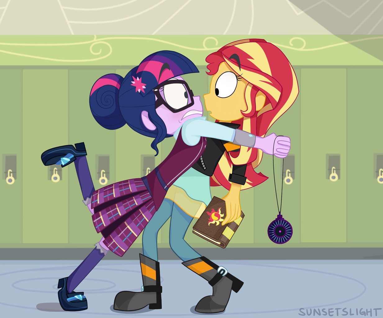 1637248 Safe Artist Sunsetslight Sci Twi Sunset Shimmer Twilight