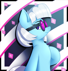 Size: 2146x2249 | Tagged: safe, artist:neighday, photo finish, earth pony, pony, g4, female, high res, looking back, mare, smiling, solo, sunglasses