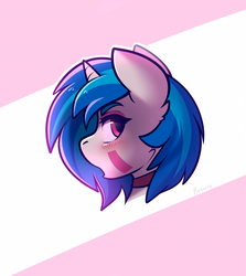 Size: 1200x1344 | Tagged: safe, artist:whitepone, dj pon-3, vinyl scratch, pony, unicorn, g4, blushing, choker, female, looking back, mare, missing accessory