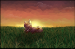 Size: 4590x3000 | Tagged: safe, artist:harmonyskish, oc, oc only, oc:angelica, pegasus, pony, colored wings, colored wingtips, crying, field, high res, prone, solo, sunset