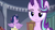 Size: 1136x640 | Tagged: safe, screencap, starlight glimmer, twilight sparkle, alicorn, pony, a royal problem, g4, my little pony: friendship is magic, ballerina, clothes, dress, grin, lidded eyes, nervous, nervous smile, raised eyebrow, smiling, starlight glimmer is not amused, tutu, twilarina, twilight sparkle (alicorn), unamused