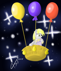 Size: 1500x1750 | Tagged: safe, artist:asajiopie01, derpy hooves, dinky hooves, g4, balloon, cute, daydreaming derpy, derp, equestria's best mother, eyes closed, female, hug, mother and daughter, space