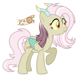 Size: 1509x1492 | Tagged: safe, artist:darlyjay, oc, oc only, oc:timie linie, hybrid, female, interspecies offspring, offspring, parent:discord, parent:fluttershy, parents:discoshy, raised hoof, simple background, solo, transparent background