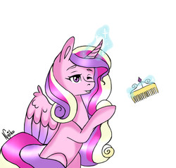 Size: 1132x1078 | Tagged: safe, artist:nyokoart, princess cadance, alicorn, pony, g4, comb, female, solo