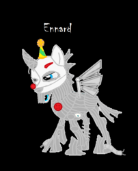 Size: 628x778 | Tagged: safe, artist:creepa-bot inc., derpibooru exclusive, changeling, black background, ennard, five nights at pinkie's: sister location, hat, mask, ms paint, multiple eyes, party hat, simple background, solo