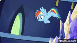 Size: 320x180 | Tagged: safe, screencap, rainbow dash, pegasus, pony, castle sweet castle, g4, adorable distress, angry, animated, complaining, cute, dashabetes, female, flying, gif, madorable, twilight's castle