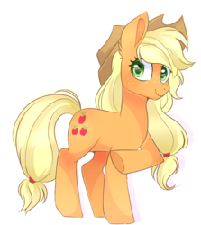 Size: 712x800 | Tagged: safe, artist:waterz-colrxz, applejack, earth pony, pony, g4, cute, female, jackabetes, mare, raised hoof, simple background, solo, transparent background