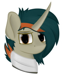 Size: 3906x4566 | Tagged: safe, artist:nightmarecelestia, oc, oc only, oc:ana falkenhart, pony, unicorn, bust, clothes, scarf, simple background, solo, transparent background