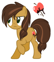 Size: 1492x1708 | Tagged: safe, artist:marielle5breda, oc, oc only, oc:apple sauce, earth pony, pony, female, mare, offspring, parent:applejack, parent:caramel, parents:carajack, raised hoof, simple background, solo, transparent background