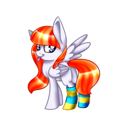 Size: 1500x1500 | Tagged: safe, artist:sodapopfairypony, oc, oc only, oc:willow morse, pegasus, pony, chibi, clothes, female, mare, simple background, socks, solo, striped socks, tongue out, transparent background